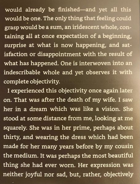 Page describing Jung’s perception of feeling as an iridescent whole and his dream‑vision of his wife appearing with objective neutrality.