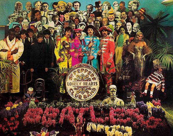 The Beatles' Sgt. Pepper album cover featuring Carl Jung in the top row.